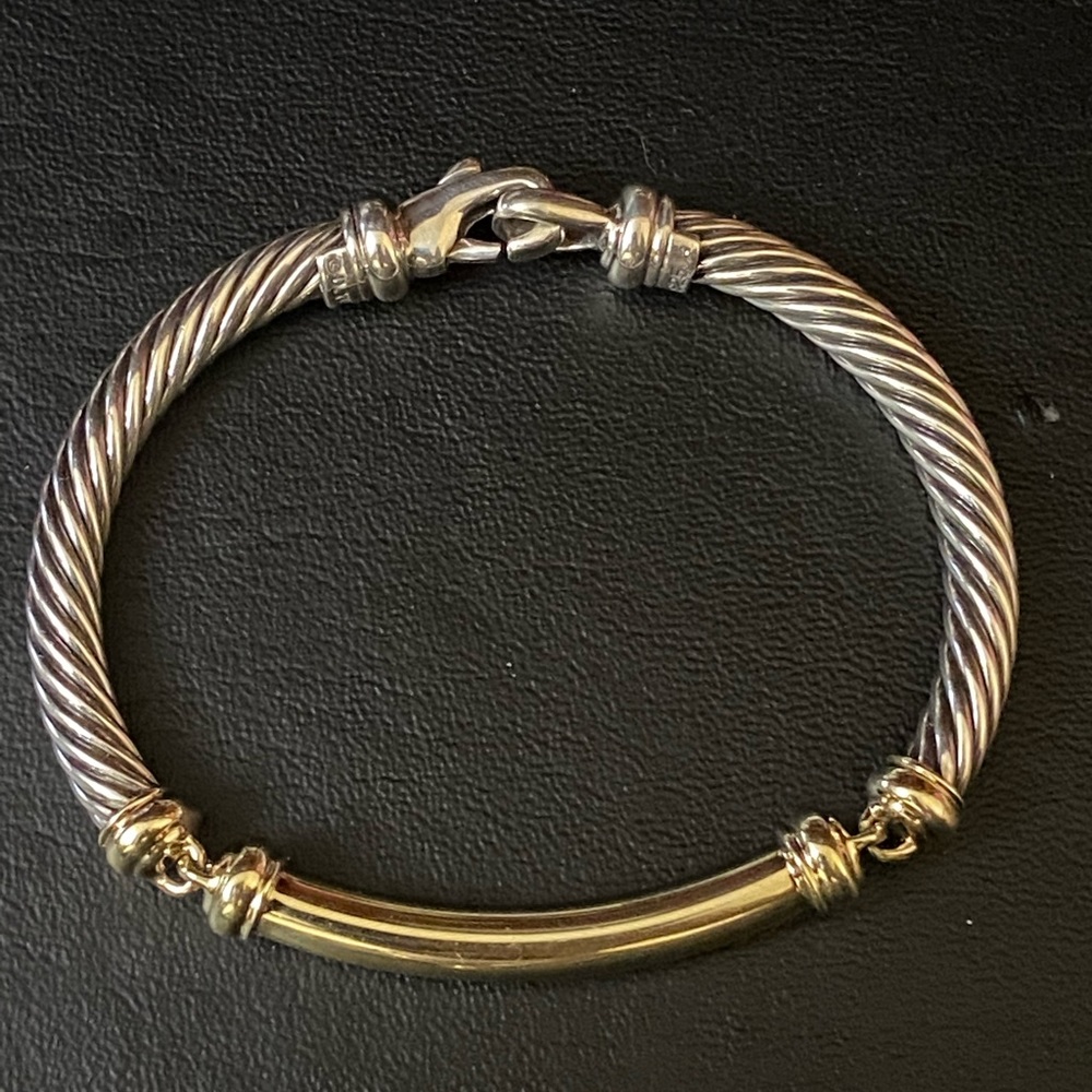 David Yurman Twisted Silver Bracelet with Gold Accents